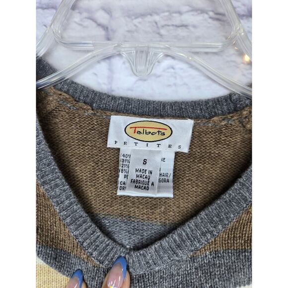 Talbots Women's Vintage Angora Cotton  Blend Striped top blouse small - Picture 8 of 8